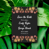 Zwart Boho Neon Rozen Romantisch Bloemen Bruiloft Save The Date