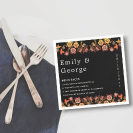 Zwart Boho Neon Rozen Romantisch Bloemen Bruiloft Servet