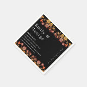 Zwart Boho Neon Rozen Romantisch Bloemen Bruiloft Servet (Hoek)