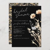 Zwart Boho Wildflower Chic Vrijgezellenfeest Kaart (Voorkant / Achterkant)