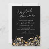 Zwart Boho Wildflower Elegant Vrijgezellenfeest Kaart (Voorkant)