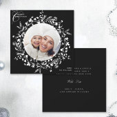 Zwart Boho Wildflower Kerstmis Fotoplein Feestdagenkaart