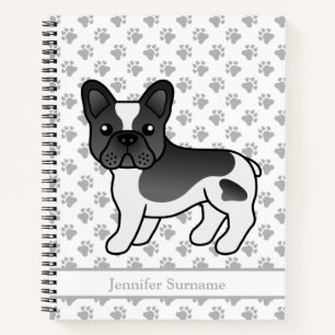 Zwart Bonte Franse Bulldog Hond & Aangepaste Tekst Notitieboek