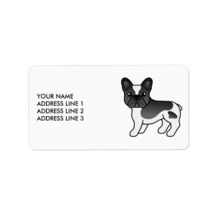 Zwart Bonte Franse Bulldog Schattige Cartoon Hond Etiket