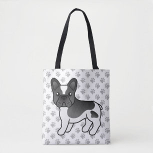 Zwart Bonte Franse Bulldog Schattige Cartoon Hond Tote Bag