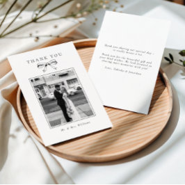 zwart boog foto platte bruiloft bedankkaart