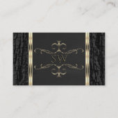 Zwart boomschors Goud  randmonogram Visitekaartje (Voorkant)