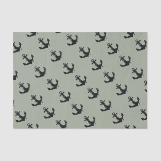 Zwart bootankerpatroon tissuepapier (Voorkant)