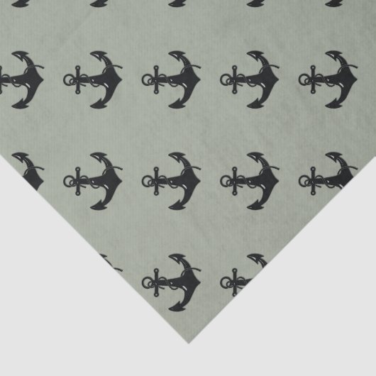 Zwart bootankerpatroon tissuepapier (Detail)