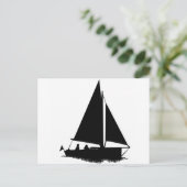 zwart bootsilhouet briefkaart (Staand voorkant)