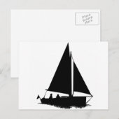zwart bootsilhouet briefkaart (Voorkant / Achterkant)