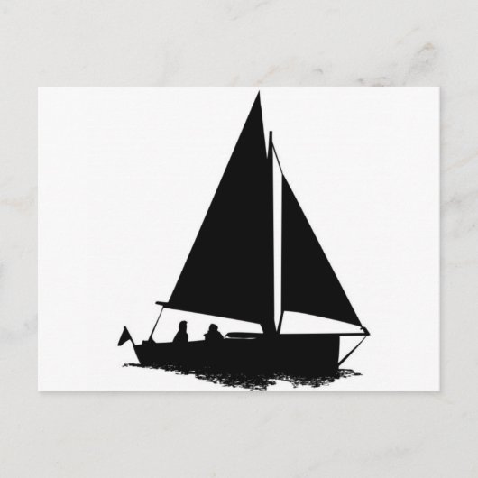 zwart bootsilhouet briefkaart (Voorkant)
