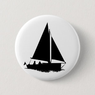 zwart bootsilhouet ronde button 5,7 cm