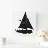 zwart bootsilhouet vierkante klok (Huis)