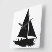 zwart bootsilhouet vierkante klok (Hoek)