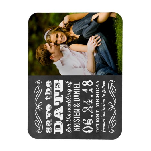  zwart bord Foto opslaan Datum Magneet (Verticaal)