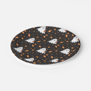 Zwart Bord Halloween Ghost Pattern