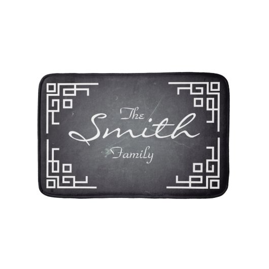 Zwart bord Kalkbord White Swirl Persoonlijk Badmat (Voorkant)