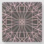 Zwart & Bord Roze Geometrische Symmetrie Stenen Onderzetter (Voorkant)