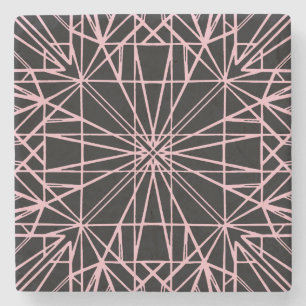 Zwart & Bord Roze Geometrische Symmetrie Stenen Onderzetter