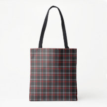 Zwart-Bordeauxwit geruit klassieke tote tas