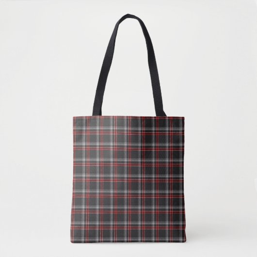 Zwart-Bordeauxwit geruit klassieke tote tas (Voorkant)