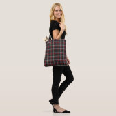 Zwart-Bordeauxwit geruit klassieke tote tas (Op model)