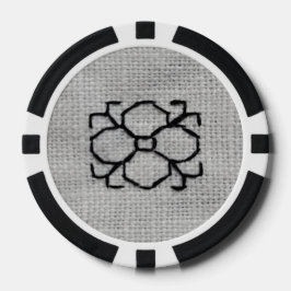Zwart borduurwerk poker chip
