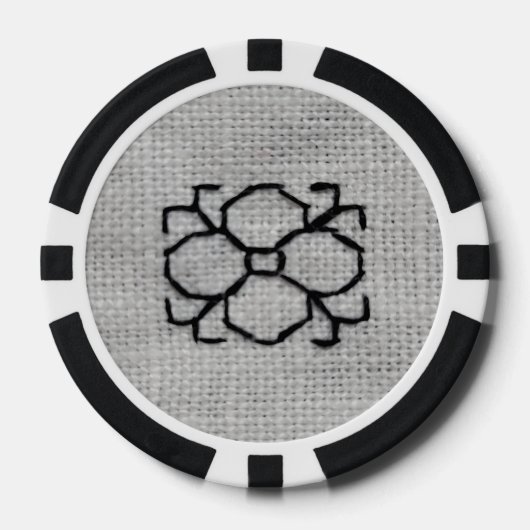 Zwart borduurwerk poker chip (Voorkant)