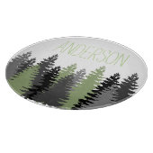 Zwart bos Bossen Pine Tree Aangepaste naam Snijplank (Hoek)