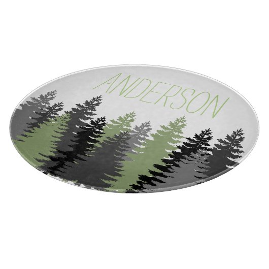 Zwart bos Bossen Pine Tree Aangepaste naam Snijplank (Hoek)