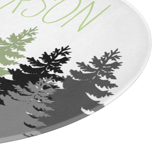 Zwart bos Bossen Pine Tree Aangepaste naam Snijplank (Hoek)