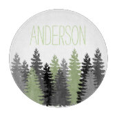 Zwart bos Bossen Pine Tree Aangepaste naam Snijplank (Voorkant)