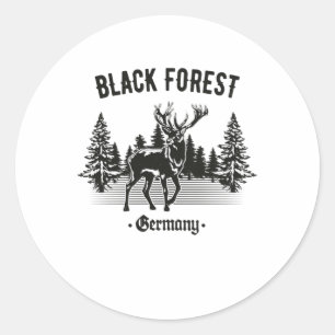 Zwart bos Duitsland Deer met bomen Ronde Sticker