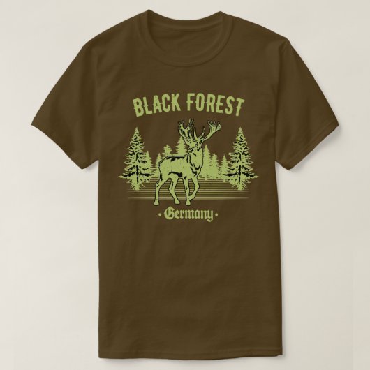 Zwart bos Duitsland Deer met Trees Swabia T-shirt (Design voorkant)