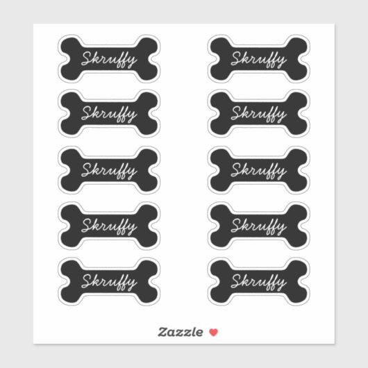 Zwart bot met naam sticker (Vel)