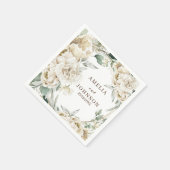 Zwart botanisch groen eenvoudige winter bruiloft servet (Hoek)