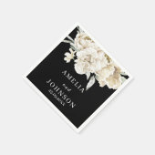 Zwart botanisch groen eenvoudige winter bruiloft servet (Hoek)