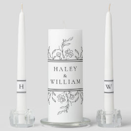 Zwart Botanisch Minimalistisch Scrip Monogram Brui