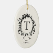  zwart botanisch monogram keramisch ornament (Rechts)