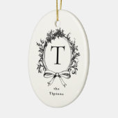  zwart botanisch monogram keramisch ornament (Links)