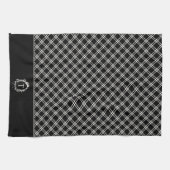  zwart botanisch monogram theedoek (Horizontaal)