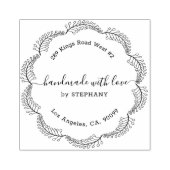 Zwart Botanische krans Custom Moderne Typografie Rubberstempel (Afrduk)