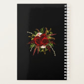Zwart Bourgogne Bloemen Boho Bruiloft Planner (Achterkant)