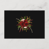 Zwart Bourgogne Bloemen Boho Bruiloft Receptie Informatiekaartje (Achterkant)