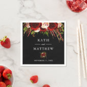 Zwart Bourgogne Bloemen Boho Bruiloft Servet (Insitu)