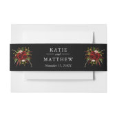 Zwart Bourgogne Bloemen Boho Bruiloft Uitnodigingen Wikkel (Voorkant Voorbeeld)