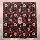 Zwart Bourgogne Gold Cream  Bloemmonogram Douchegordijn
