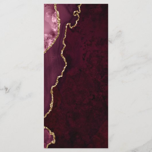 Zwart & Bourgogne Gouden Kalligrafie Bruiloft Menu (Achterkant)