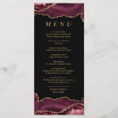 Zwart & Bourgogne Gouden Kalligrafie Bruiloft Menu (Voorkant)